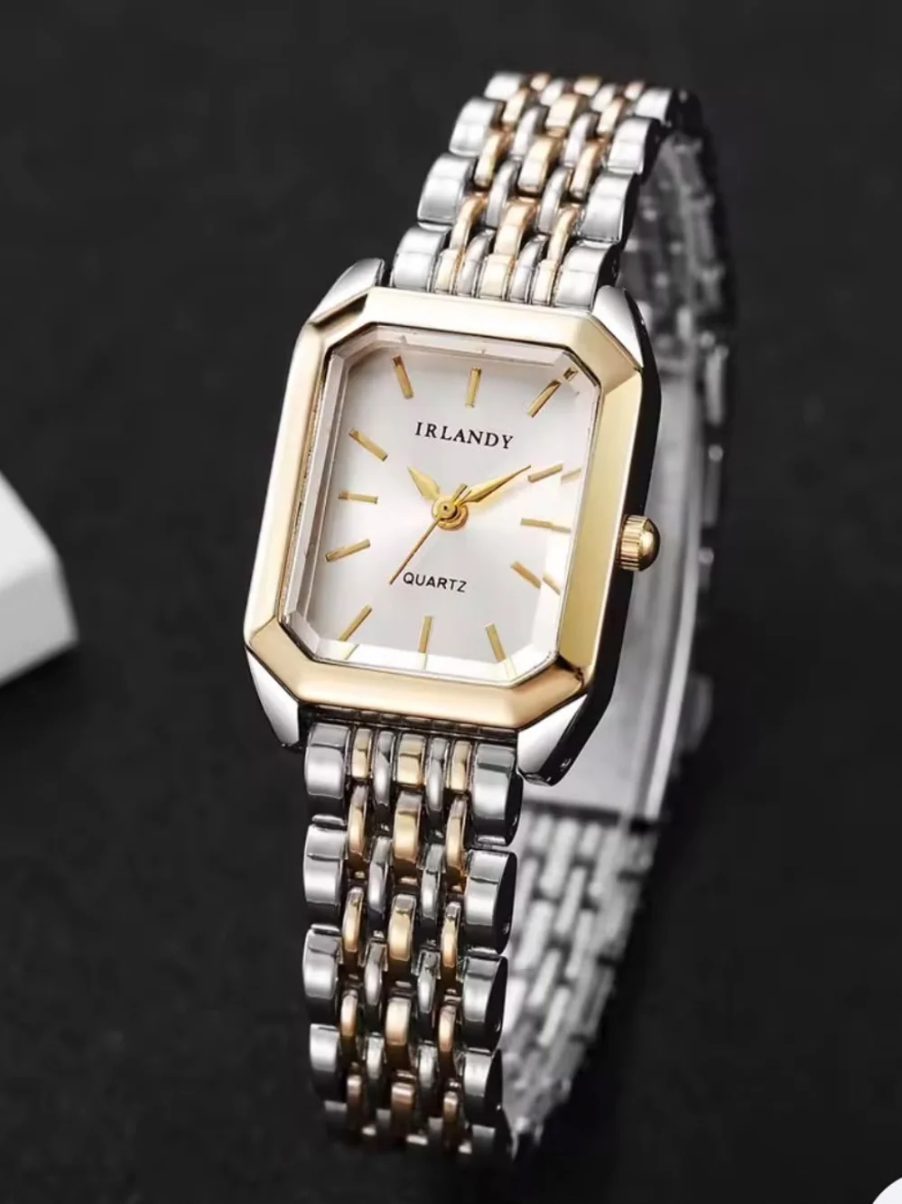 IRLANDY Two-Tone Rectangular Quartz Watch